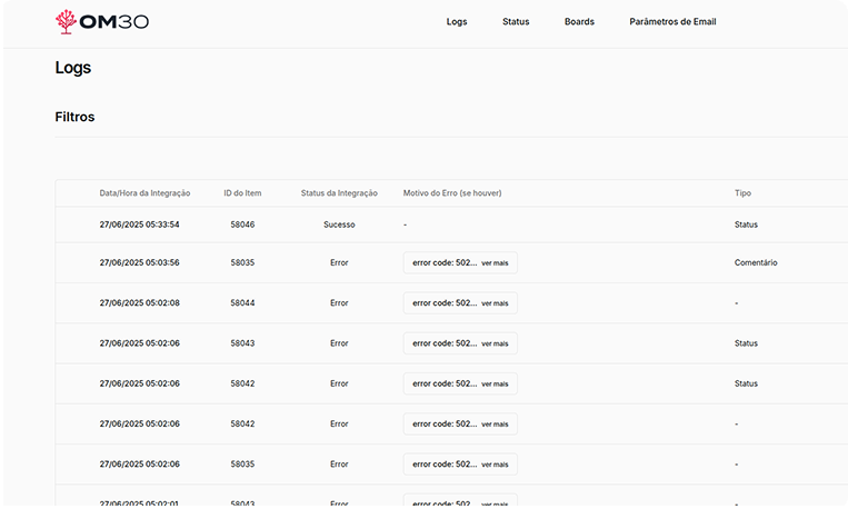 Om30 - Integração de plataformas
